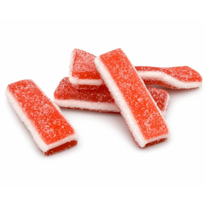 Mimi's Sweets Strawberry Sandwich 12 x 1 kg Delicious strawberry licorice sandwich bites with a soft gummy middle.